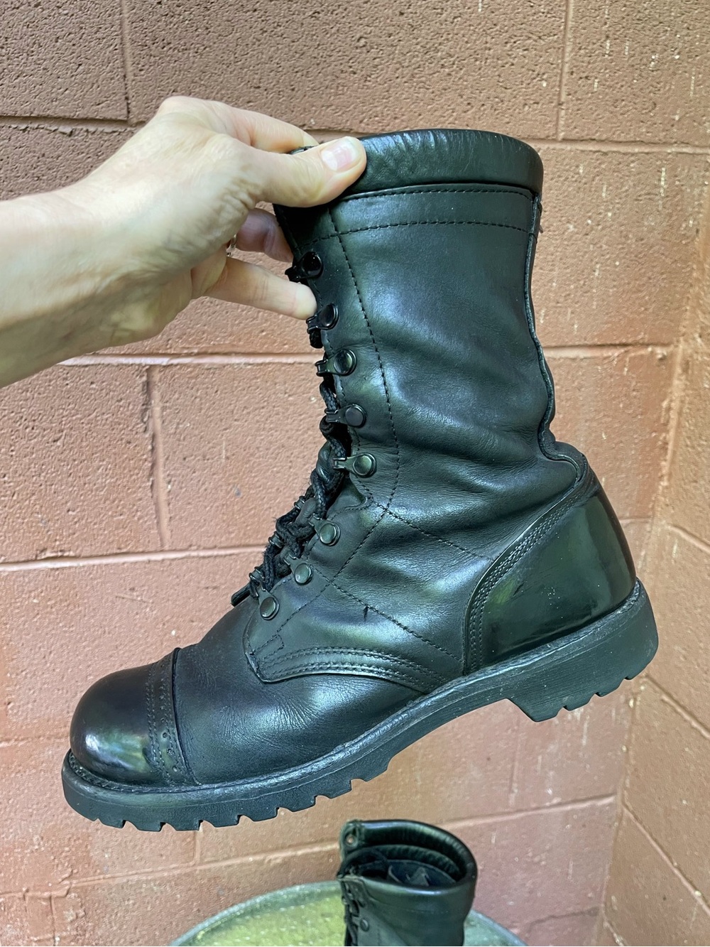 Corcoran Black Leather Combat Boots Size 8 E Men’s